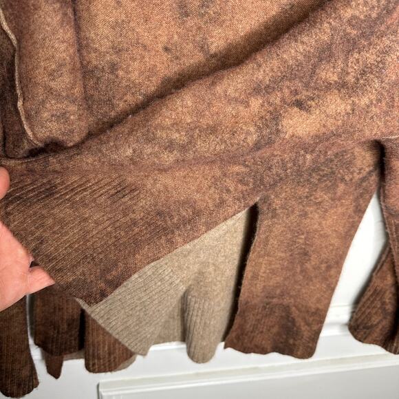 Anthropologie Pilcro Cashmere Mock Neck Snakeskin Brown Motiff Womens Large - Picture 7 of 9